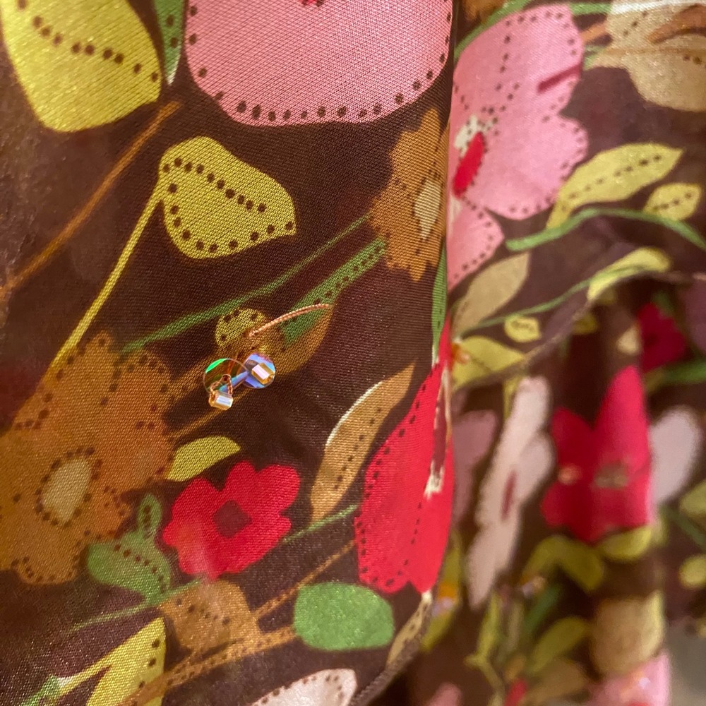 CONTEXT‎ 100% Silk Floral Skirt Size 2 Ruffle Beaded Romantic Flowy Y2K Feminine - Picture 12 of 17